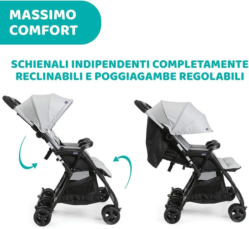 شيكو Chicco Ohlalà Twin Stroller 0m-3y, Silver Cat